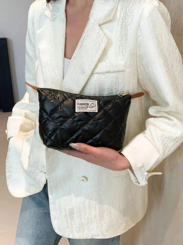 Solid Quilted Clutch with Zipper