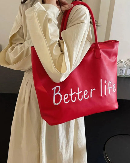 BETTER LIFE PU Leather Tote Bag