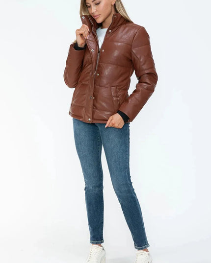 YMI Pocketed Zip Up Turtleneck Puffer Jacket - ShopEasier