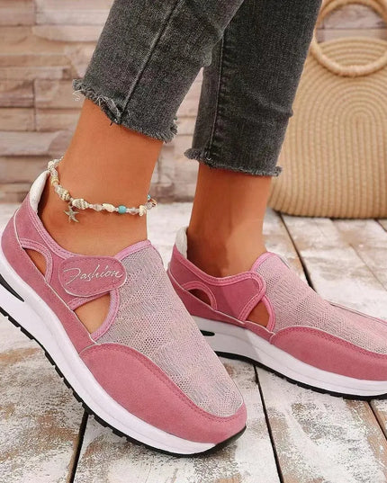 Mesh Round Toe Platform Sneakers