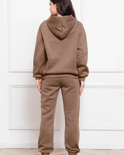 Casual Drop Shoulder Hoodie and Jogger Set