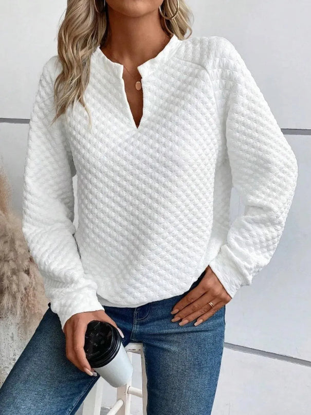 Notched Sleeve Basic Sweatshirt