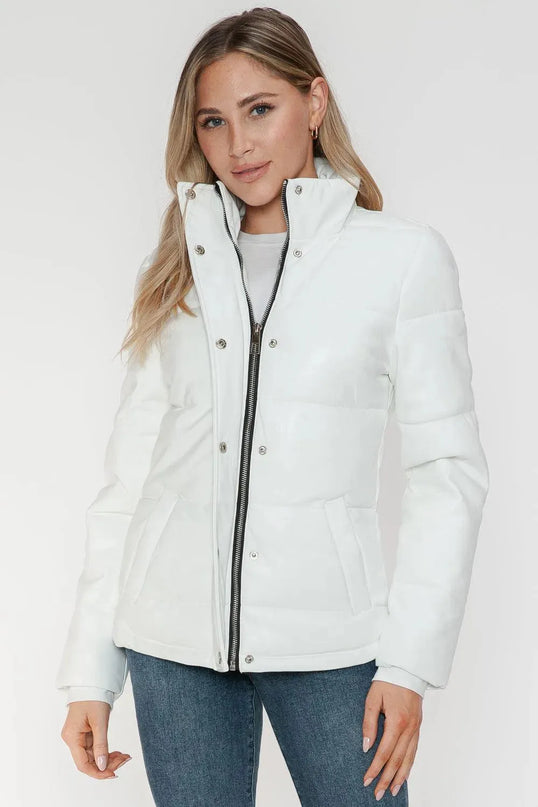 YMI Pocketed Zip Up Turtleneck Puffer Jacket - ShopEasier