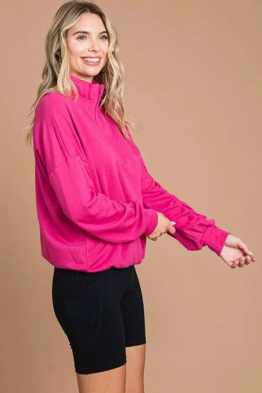 Versatile Comfort Half Zip Long Sleeve Sweatshirt