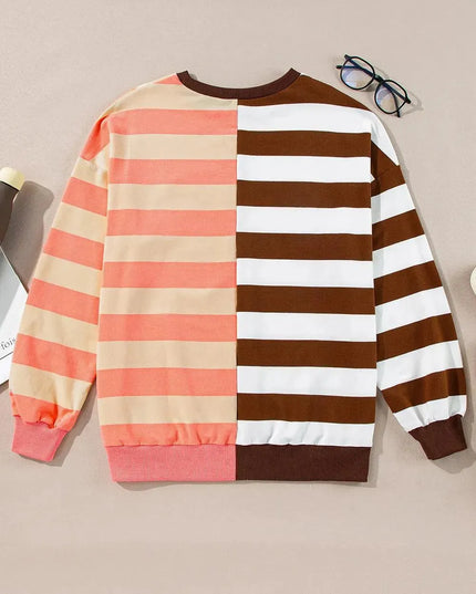 Striped Long Sleeve Crew Neck Sweatshirt