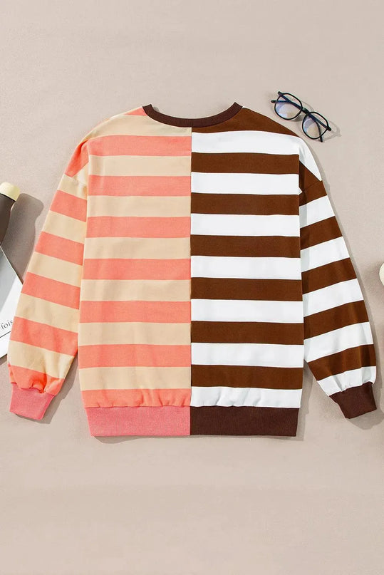 Striped Long Sleeve Crew Neck Sweatshirt