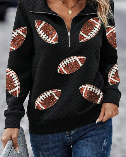 Glittery Sequin Football Long Sleeve Top