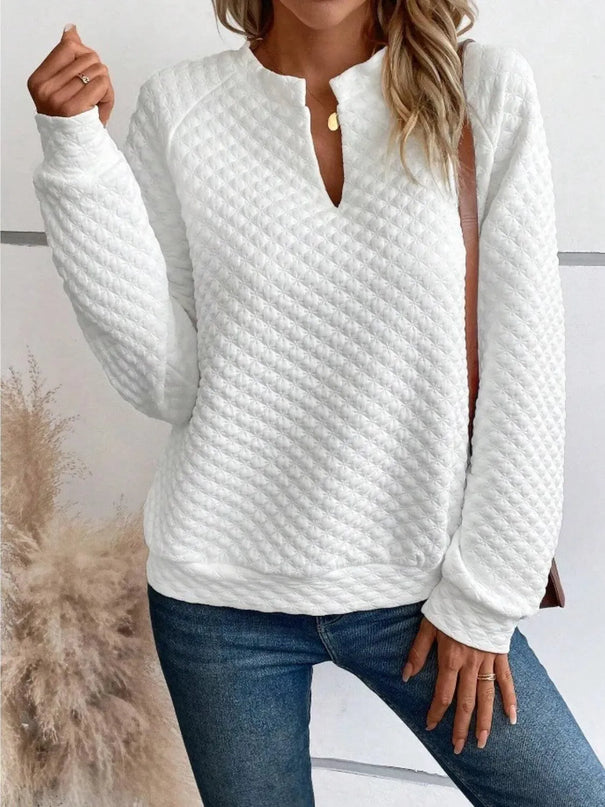 Notched Sleeve Basic Sweatshirt