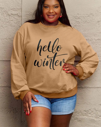 Simply Love Full Size HELLO WINTER Graphic Sweatshirt - ShopEasier