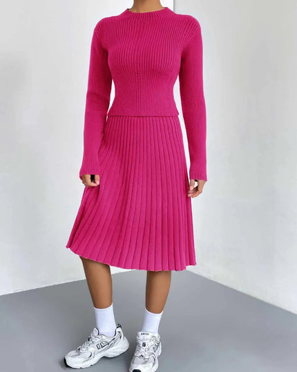 Rib-Knit Sweater and Skirt Set - ShopEasier