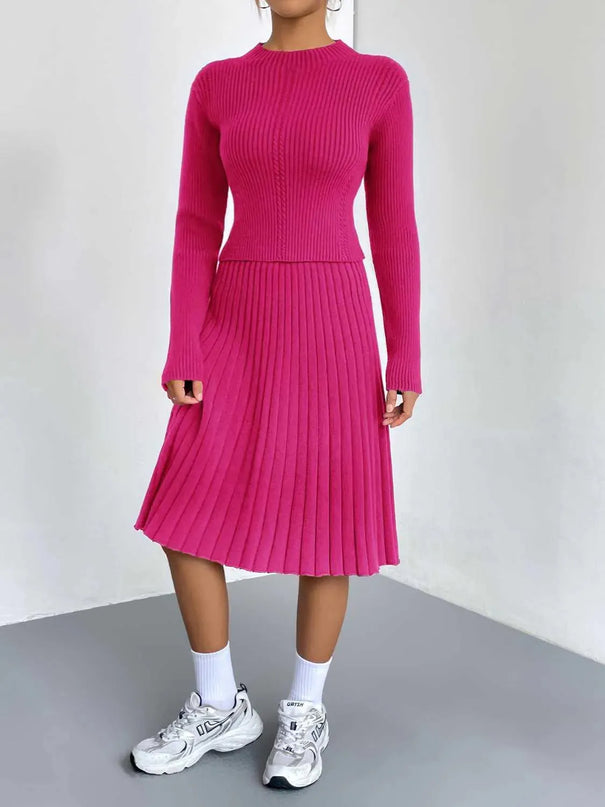 Rib-Knit Sweater and Skirt Set - ShopEasier