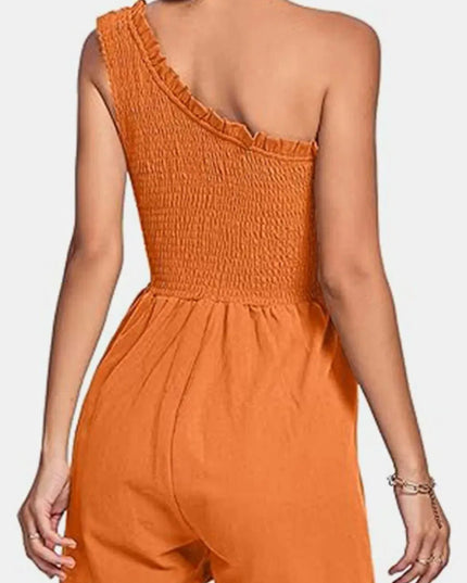 Smocked Single Shoulder Romper - ShopEasier