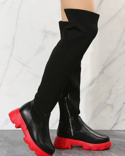 PU Leather Round Toe Platform Boots - ShopEasier