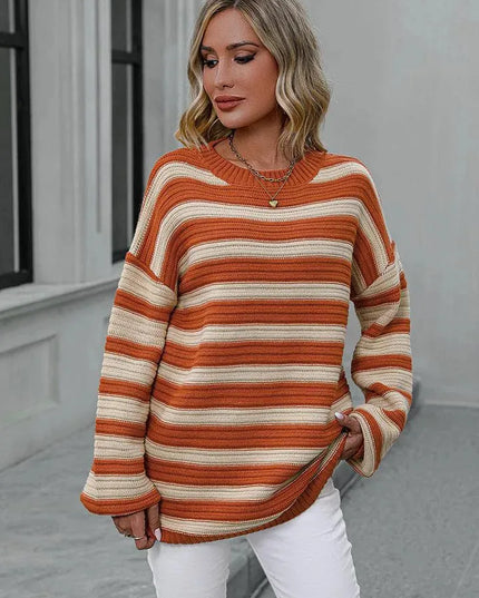 Colorful Striped Loose-Fit Sweater