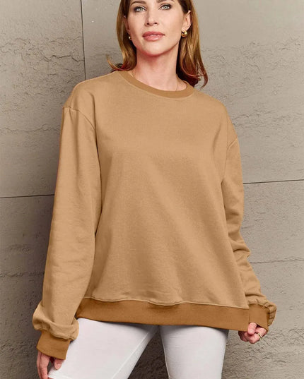 Simply Love Full Size ENJOY THE LITTLE THINGS Round Neck Sweatshirt - ShopEasier