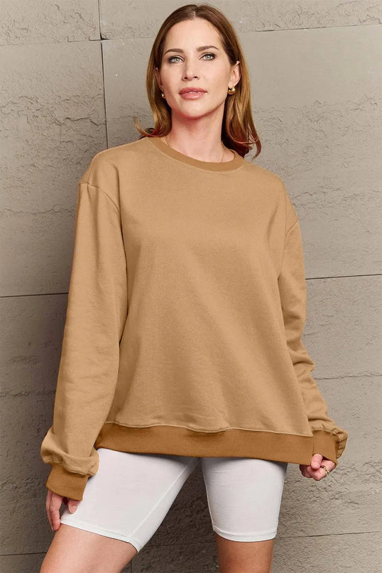 Simply Love Full Size ENJOY THE LITTLE THINGS Round Neck Sweatshirt - ShopEasier