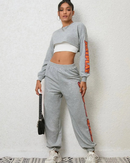 Cropped Hoodie and Jogger Pants Ensemble