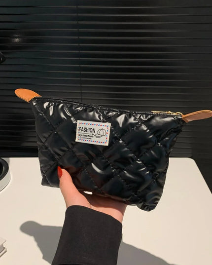 Solid Quilted Clutch with Zipper