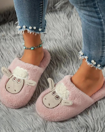 Cozy Cotton Sheep Slippers with Round Toe