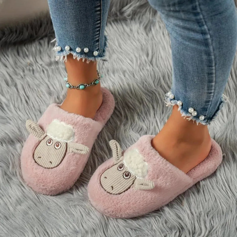 Cozy Cotton Sheep Slippers with Round Toe