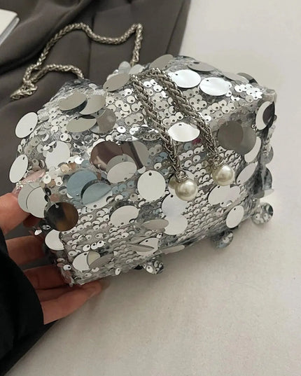 Bolso bandolera con lentejuelas y cordón