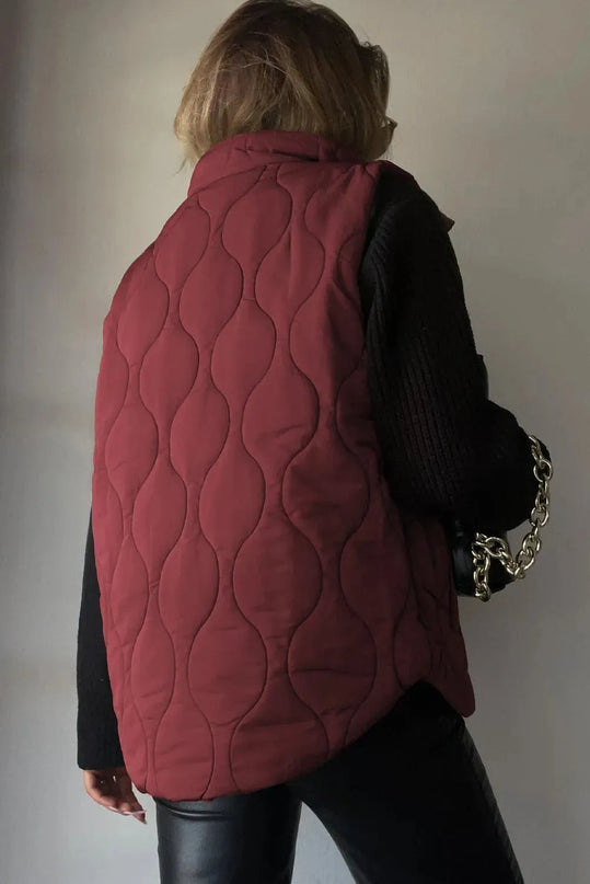 Pocketed Collared Vest with Opaque Design