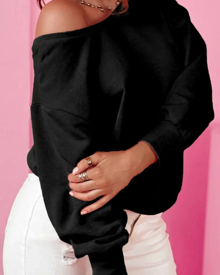 Bow Tie Detail Long Sleeve Pullover Sweatshirt