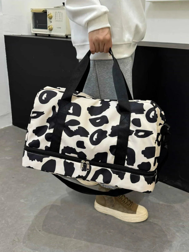 Bolsa de viaje de tela Oxford con estampado de leopardo