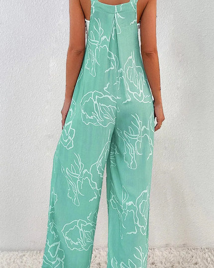 Printed Wide Strap Jumpsuit - ShopEasier