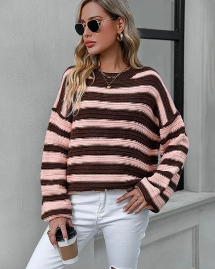 Colorful Striped Loose-Fit Sweater