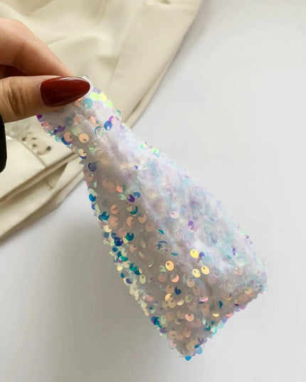 Bolso de mano con cremallera y lentejuelas brillantes