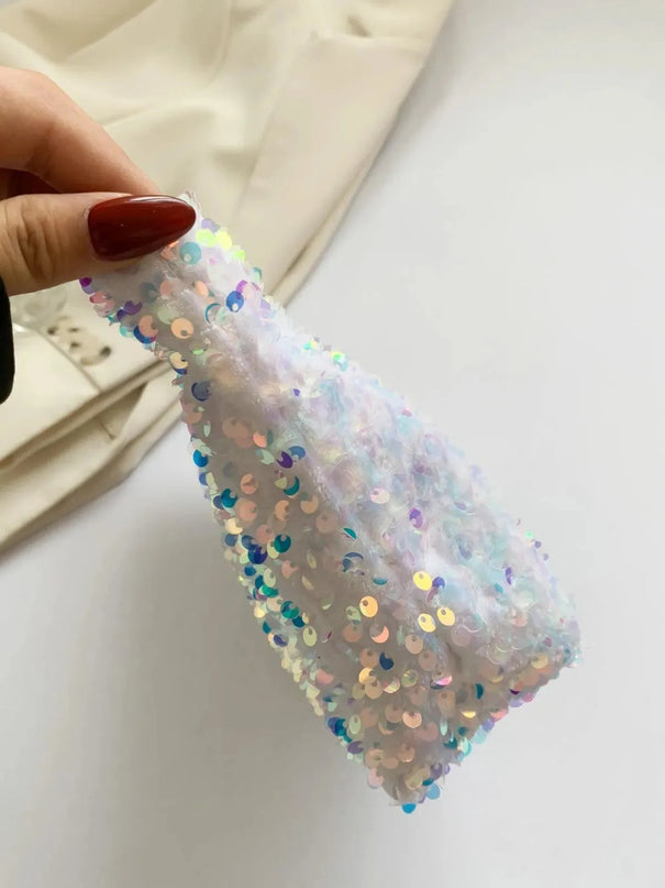 Bolso de mano con cremallera y lentejuelas brillantes