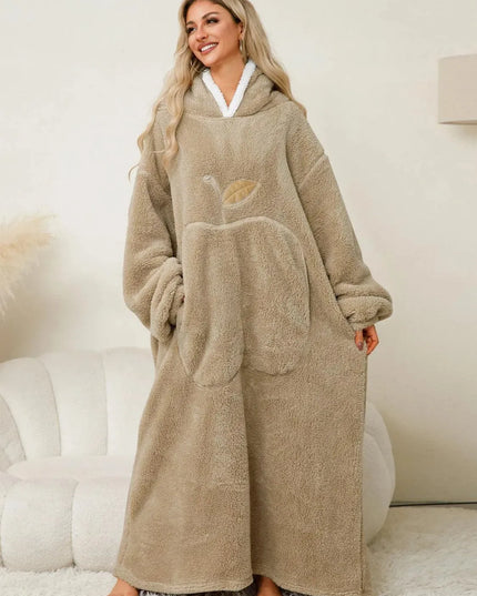 Pocketed Contrast Long Sleeve Hooded Lounge Dress