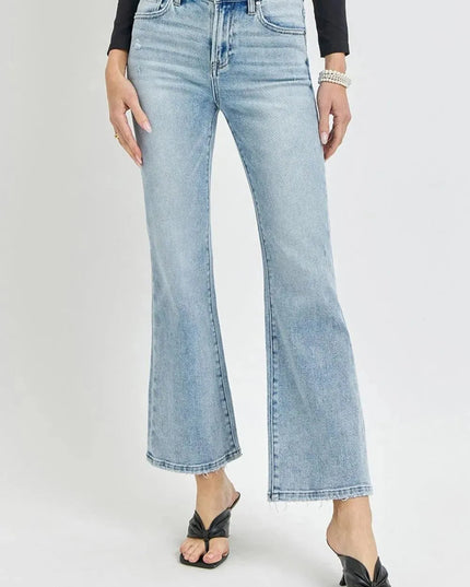 RISEN Full Size High Rise Ankle Flare Jeans - ShopEasier