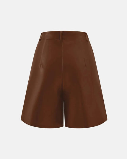 Faux Leather High Waist Shorts with Pockets