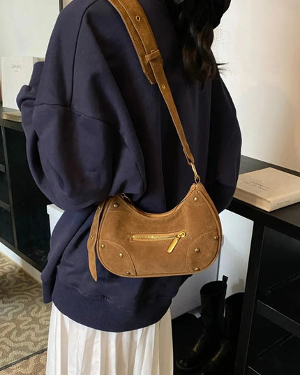 Suede Adjustable Strap Shoulder Bag