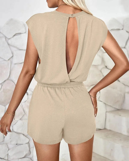 Lovelet Cutout Round Neck Cap Sleeve Romper - ShopEasier