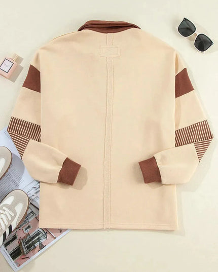 Collared Long Sleeve Pullover Sweatshirt