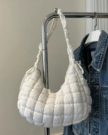 Bubble Texture Ruched Strap Quilted Shoulder Bag - ShopEasier