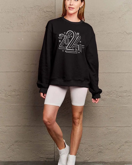 Simply Love Full Size 2024 Round Neck Dropped Shoulder Sweatshirt - ShopEasier