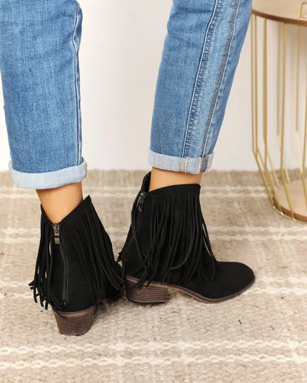 Legend Women's Fringe Cowboy Western Ankle Boots - ShopEasier