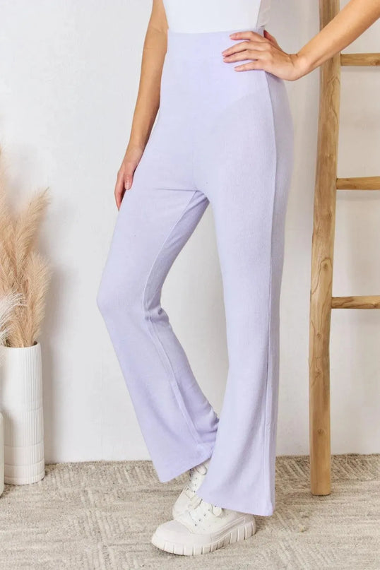 Ultra Soft High Waist Flare Knit Pants for Effortless Style