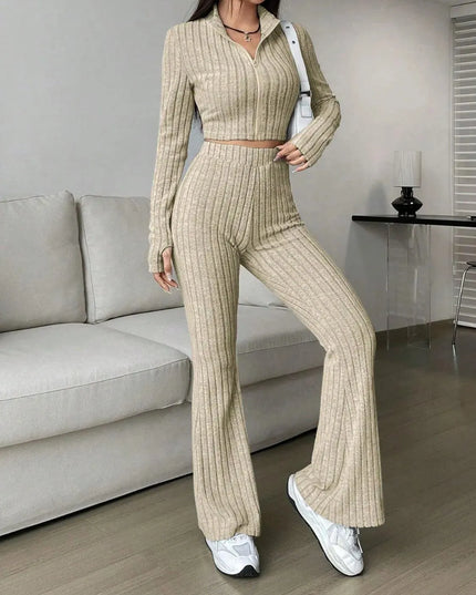 Honey Two-Piece Zip Up Lounge Set with Long Sleeves