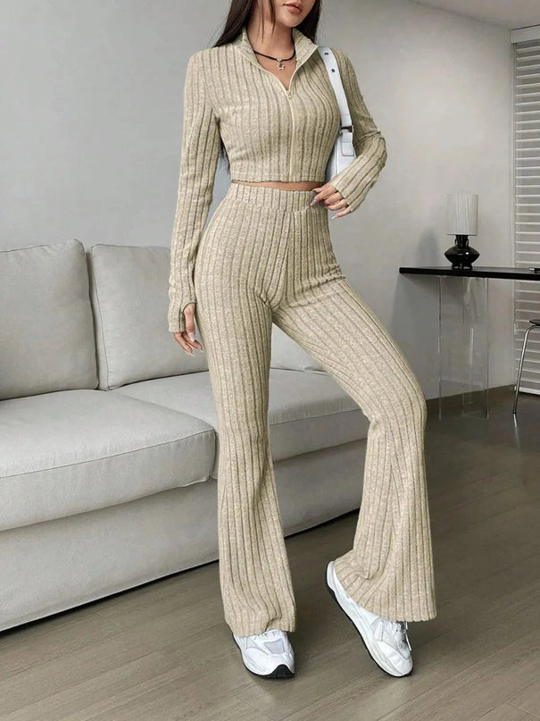 Honey Two-Piece Zip Up Lounge Set with Long Sleeves