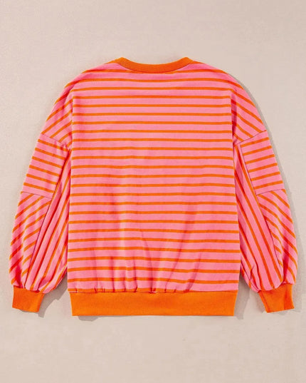 Casual Oversized Striped Long Sleeve Sweatshirt