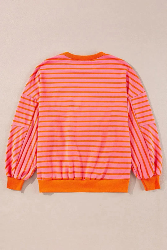 Casual Oversized Striped Long Sleeve Sweatshirt