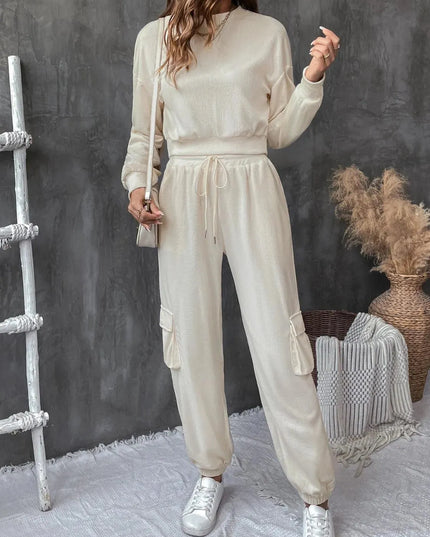 Perfee Casual Tied Long Sleeve Top and Pants Ensemble