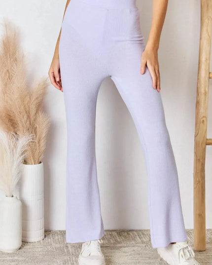 Ultra Soft High Waist Flare Knit Pants for Effortless Style