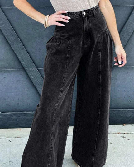 High Rise Wide Leg Jeans with Pockets