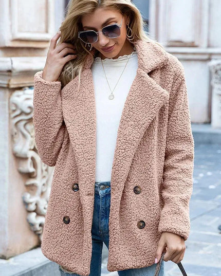 Luxe Urban Sherpa Coat with Lapel Collar